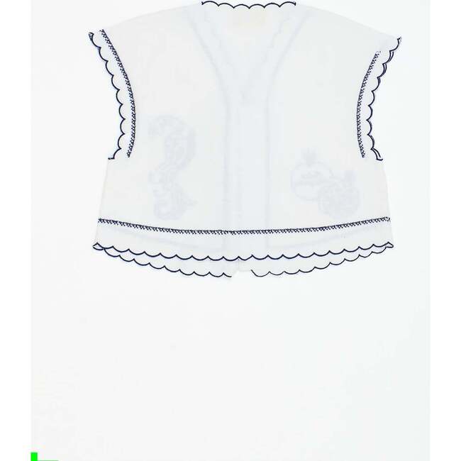 Women's Pomegranate Embroidery Top, White - Blouses - 2