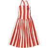 Wrinkle Stripes Dress, White & Red - Dresses - 1 - thumbnail