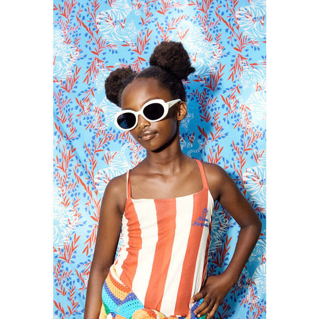 Wrinkle Stripes Dress, White & Red - Dresses - 2