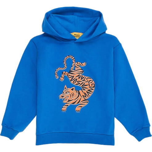 Tiger Hoodie, Blue - Sweatshirts - 1