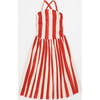 Wrinkle Stripes Dress, White & Red - Dresses - 3