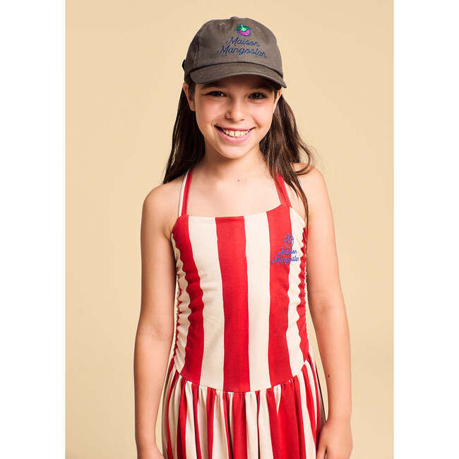 Wrinkle Stripes Dress, White & Red - Dresses - 4