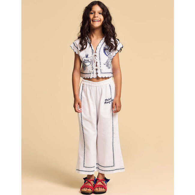 Pomegranate Embroidery Top, White - Shirts - 3