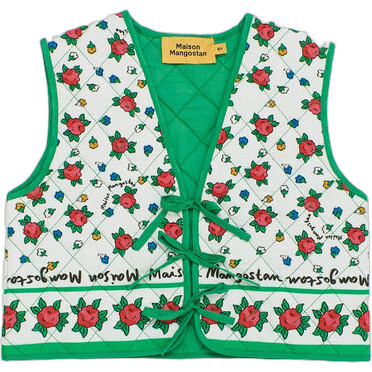 Mumbai Flowers Vest, White & Green - Vests - 1