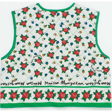 Mumbai Flowers Vest, White & Green - Vests - 3