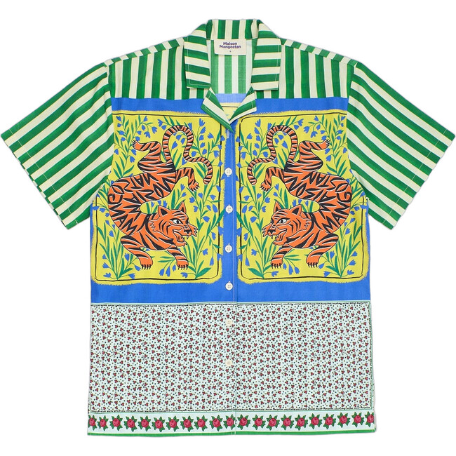 Adult Tiger Patchwork Shirt, Green - Shirts - 1