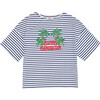 Adult Monkey Stripes T-Shirt, White & Navy - T-Shirts - 1 - thumbnail