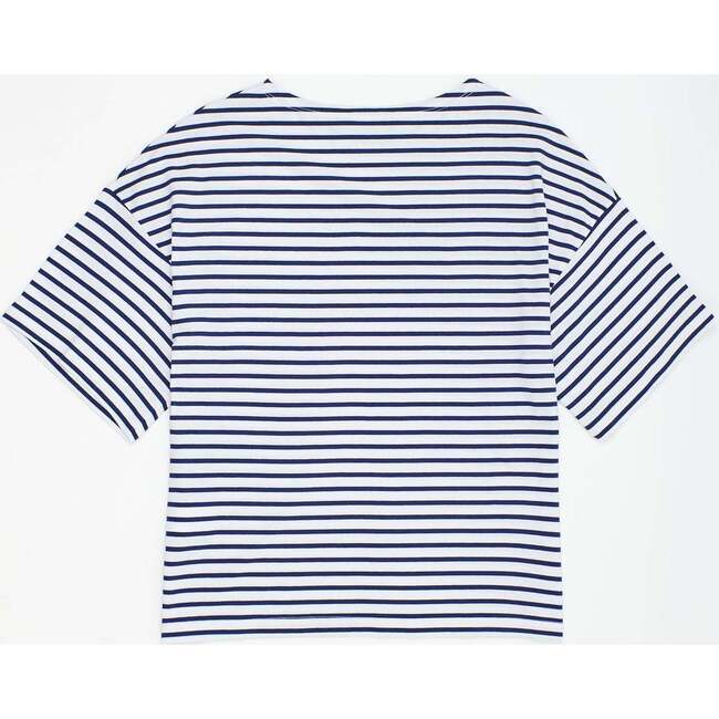 Adult Monkey Stripes T-Shirt, White & Navy - T-Shirts - 2