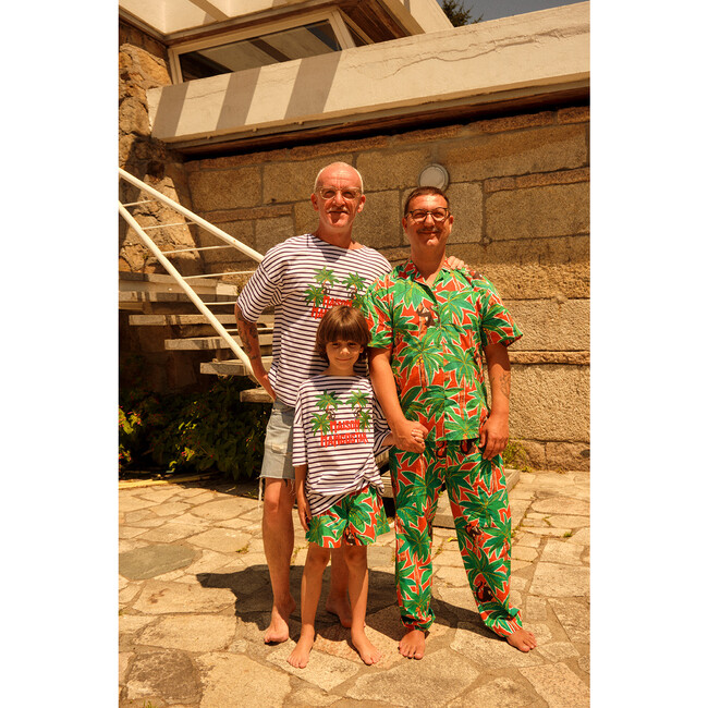 Adult Monkey Stripes T-Shirt, White & Navy - T-Shirts - 3