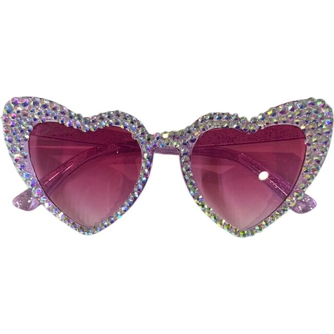Crystal Encrusted Heart Sunnies Clear Lavender