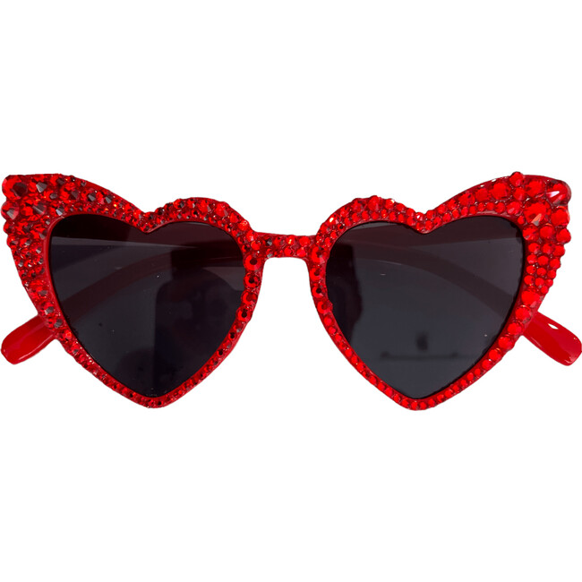 Crystal Encrusted Heart Sunnies Red