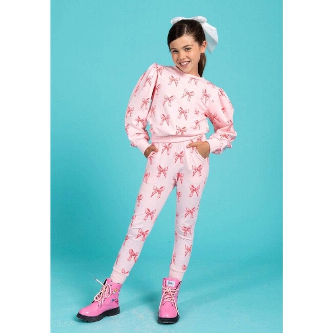 Ribbon Puff Sleeve Set Pink - Mixed Apparel Set - 3