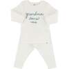 Fog Embroidered Grandma Loves Me Two Piece Set, Cream - Mixed Apparel Set - 1 - thumbnail