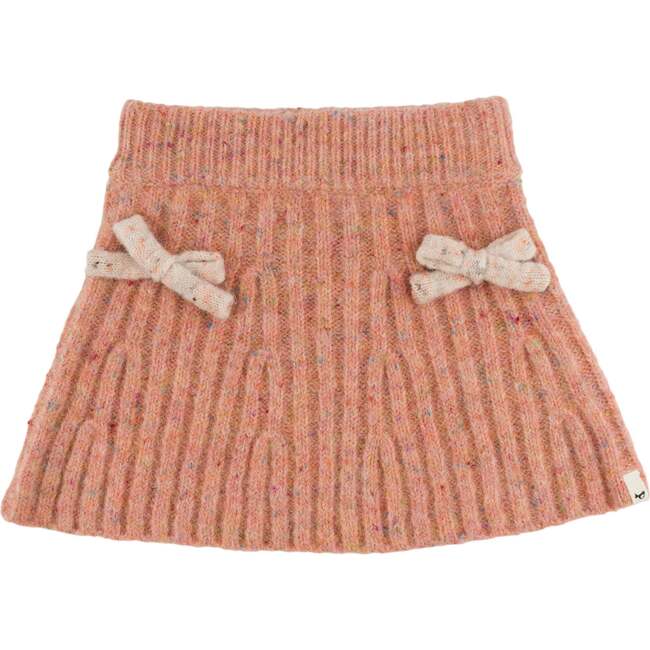 Bows Speckled Knitted Flare Skirt, Warm Pink