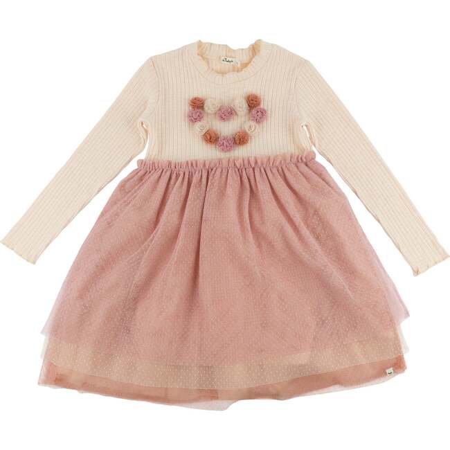 Multi Poms Heart Aria Tutu Dress, Natural
