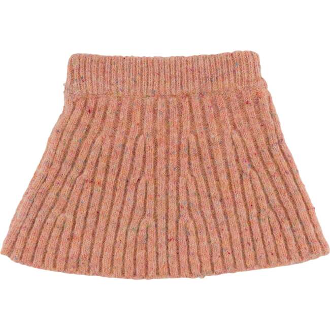 Bows Speckled Knitted Flare Skirt, Warm Pink - Skirts - 4