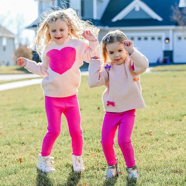 Giant Hearts Grandpa Knitted Pullover, Pale Pink - Sweaters - 3