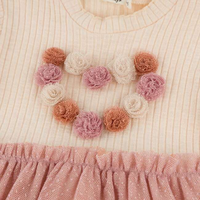 Multi Poms Heart Aria Tutu Dress, Natural