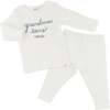 Fog Embroidered Grandma Loves Me Two Piece Set, Cream - Mixed Apparel Set - 3