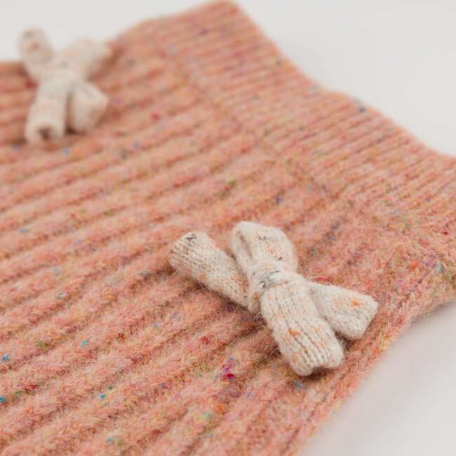 Bows Speckled Knitted Flare Skirt, Warm Pink - Skirts - 5