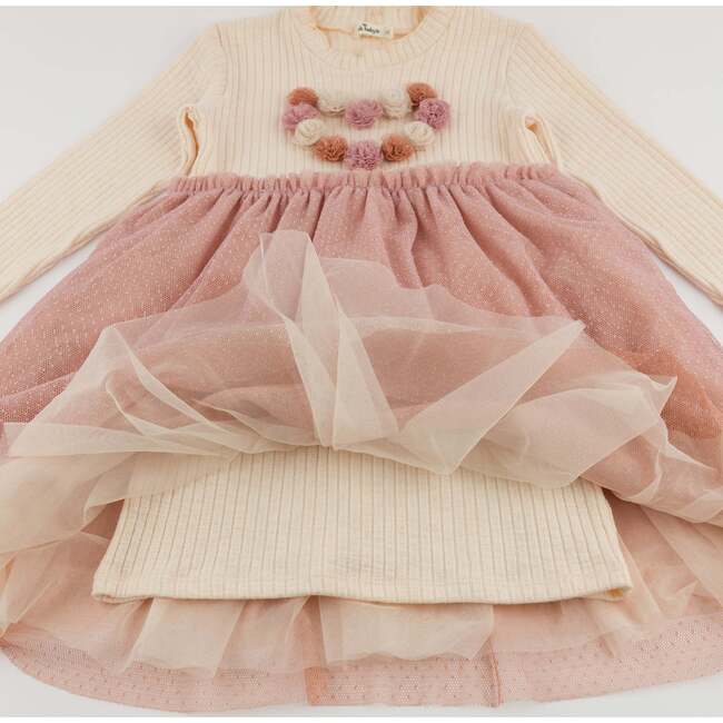 Multi Poms Heart Aria Tutu Dress, Natural - Dresses - 3
