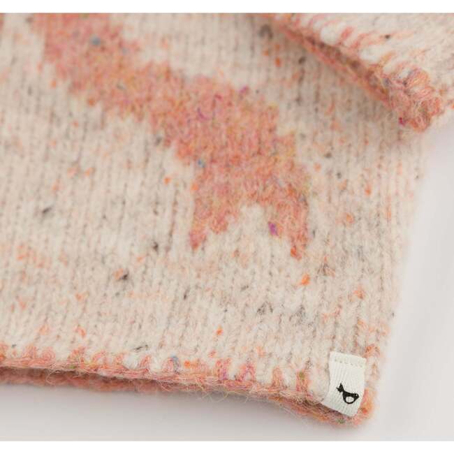 Big Bow Speckled Roll-Edge Knitted Pullover, Pale Pink - Sweaters - 7