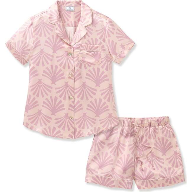 Womens Silk Short Sleeve Short Set in Blush Tide
