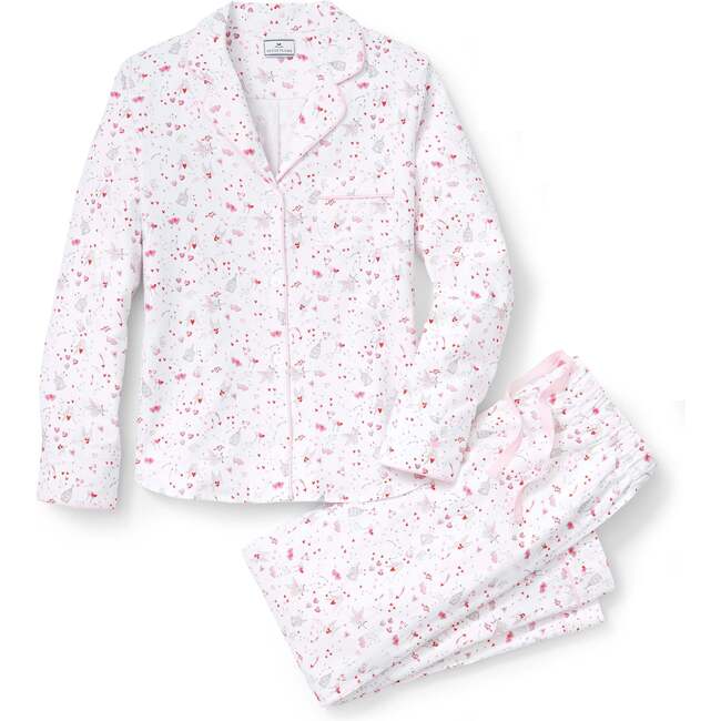 Womens Woven Twill Classic Pajama Set in Love Song