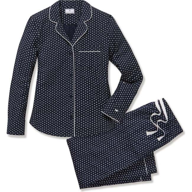 Womens Woven Twill Classic Pajama Set in Midnight Hearts