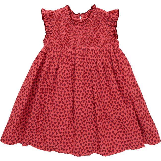 Girls Stevie Dress, Red Mini Hearts