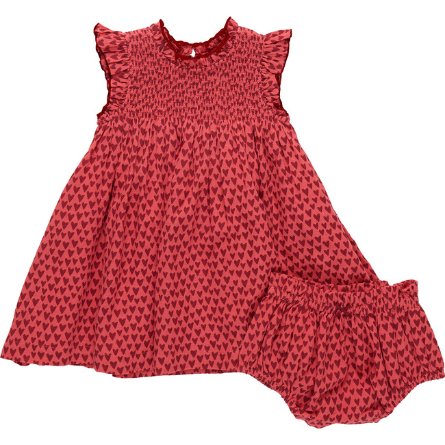 Baby Girls Stevie Dress, Red Mini Hearts
