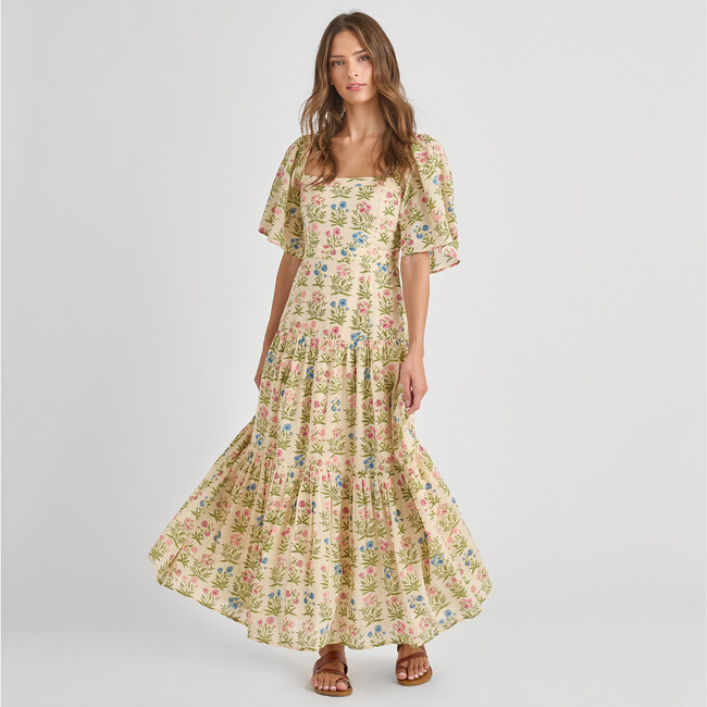 Womens Marilyn Bell Sleeve Dress, Leafy Floral