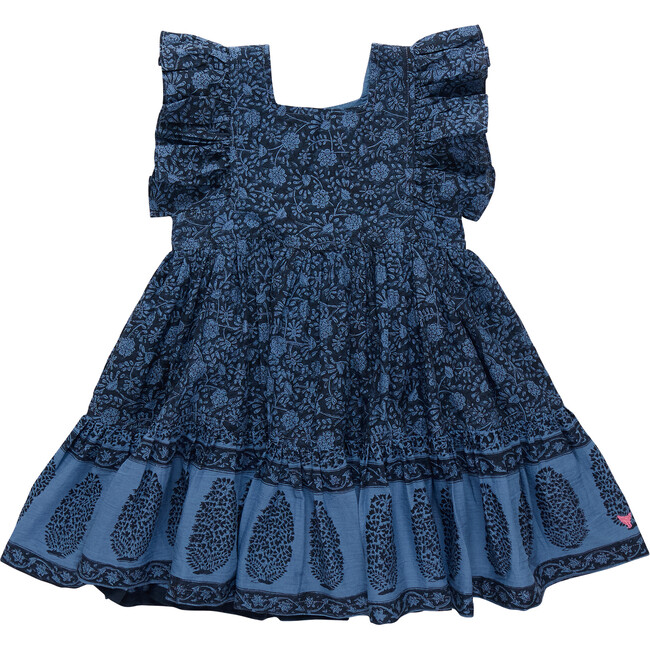 Girls Elsie Dress, Stellar Blue Garden Floral