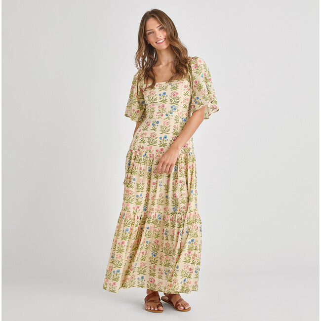 Womens Marilyn Bell Sleeve Dress, Leafy Floral