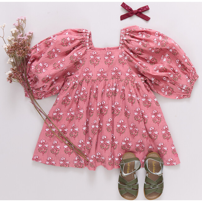 Girls Mary Barrett Dress, Pink Strawflower