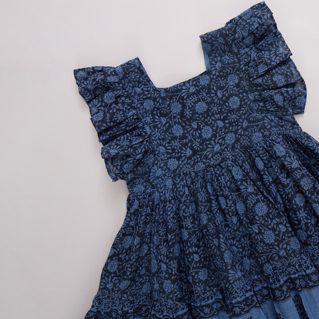 Girls Elsie Dress, Stellar Blue Garden Floral - Dresses - 4
