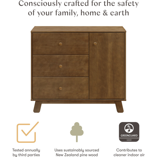 Hudson Modern 3-Drawer Dresser in Natural Walnut