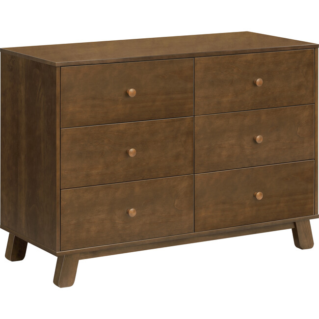 Hudson Modern 6-Drawer Assembled Double Dresser in Natural Walnut