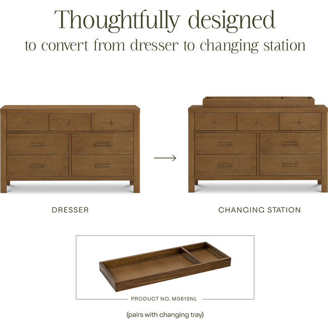 Nantucket 7-Drawer Assembled Dresser in Natural Walnut