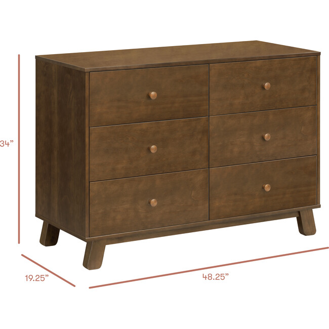 Hudson Modern 6-Drawer Assembled Double Dresser in Natural Walnut - Dressers - 3