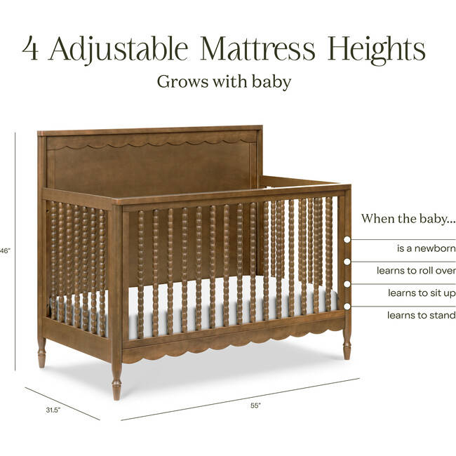 Ambrosia 4-in-1 Convertible Crib in Natural Walnut - Cribs - 5
