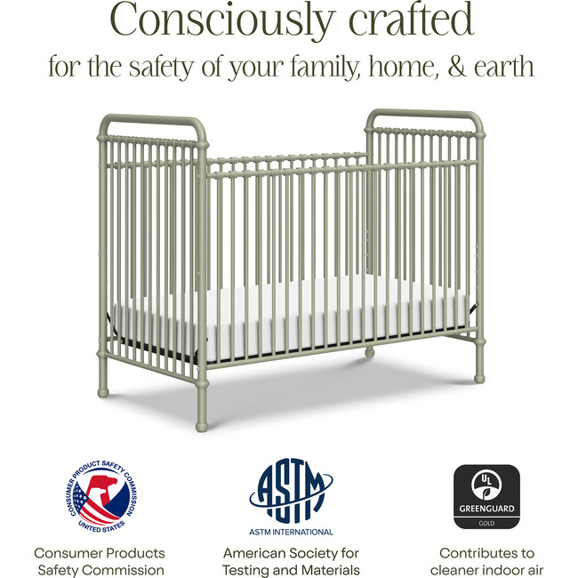 Abigail 3-in-1 Convertible Crib in Heirloom Sage - Cribs - 3