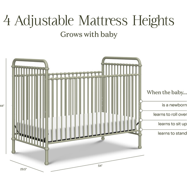 Abigail 3-in-1 Convertible Crib in Heirloom Sage - Cribs - 4