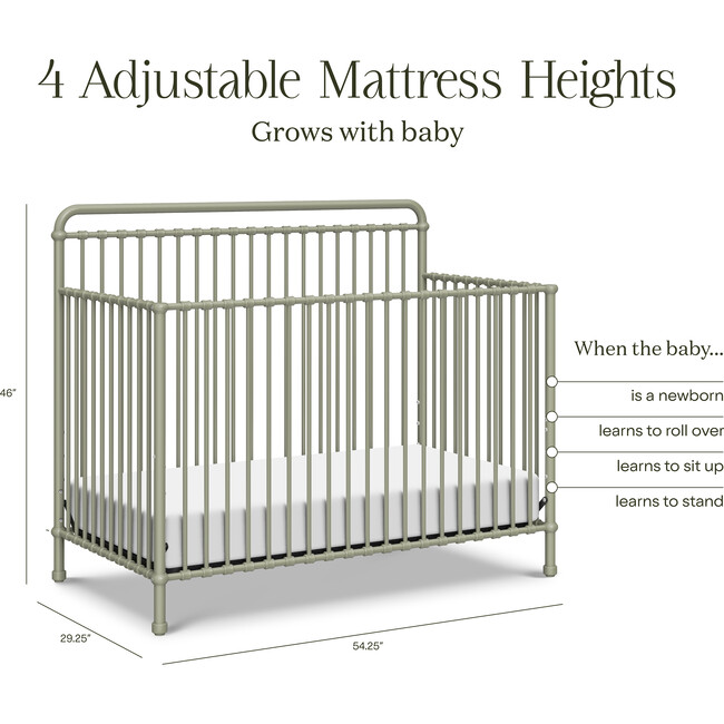 Winston 4-in-1 Convertible Crib in Heirloom Sage - Cribs - 3