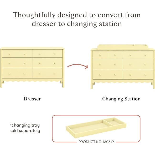 Swell 6-Drawer Assembled Dresser in Pale Yellow - Dressers - 5
