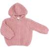 Chenille - Rose Hooded Jacket with Striped Texture - Jackets - 1 - thumbnail