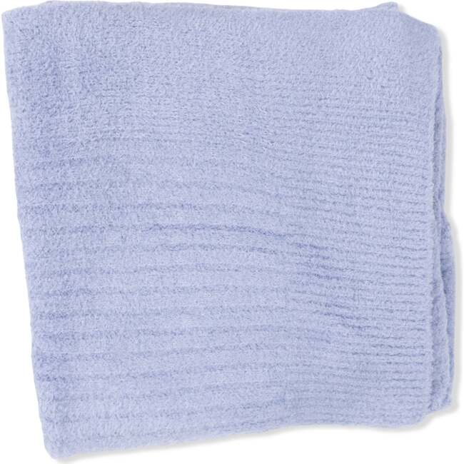 Chenille - Dusty Blue Mini Blanket with Striped Texture