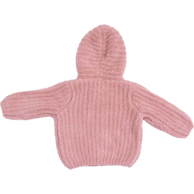 Chenille - Rose Hooded Jacket with Striped Texture