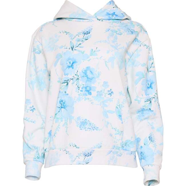 Kian Hooded Sweatshirt in Blue Aquarelle Fleur