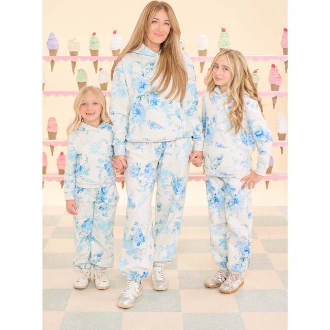 Kian Hooded Sweatshirt in Blue Aquarelle Fleur